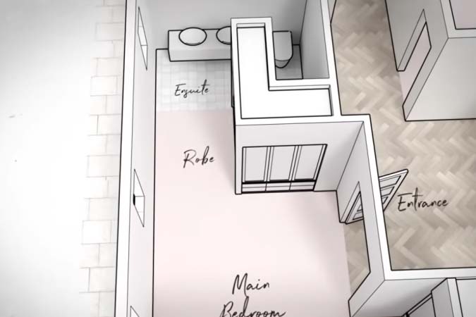 (3D animation & Modelling) Floorplan graphics for Three Birds Renovations.